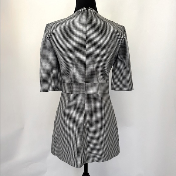 Zara Women Houndstooth‎ Short Midi Shift 3/4 Sleeve Dress, Black/White, Size XS - Picture 4 of 11